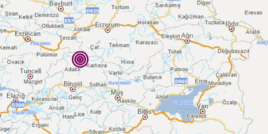 Erzurum'da 4.9 büyüklüğünde deprem!