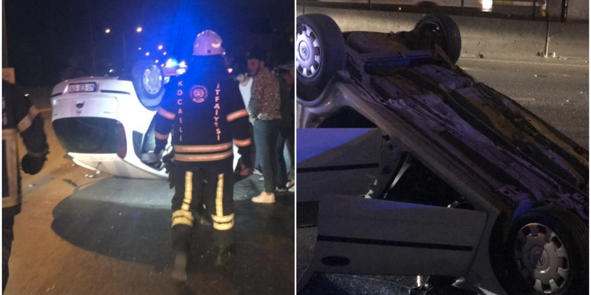 Takla atan araçtan çıkan 5 kişinin burnu bile kanamadı!