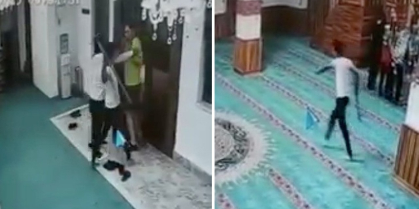 Camiye elinde kazma ve ayakkabıyla giren Rus turist sınır dışı edildi