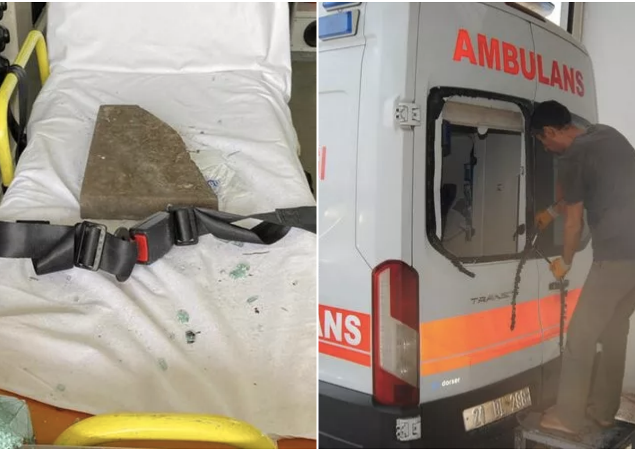 Ambulansa taşlı saldırı: Hasta kendisini son anda kurtardı