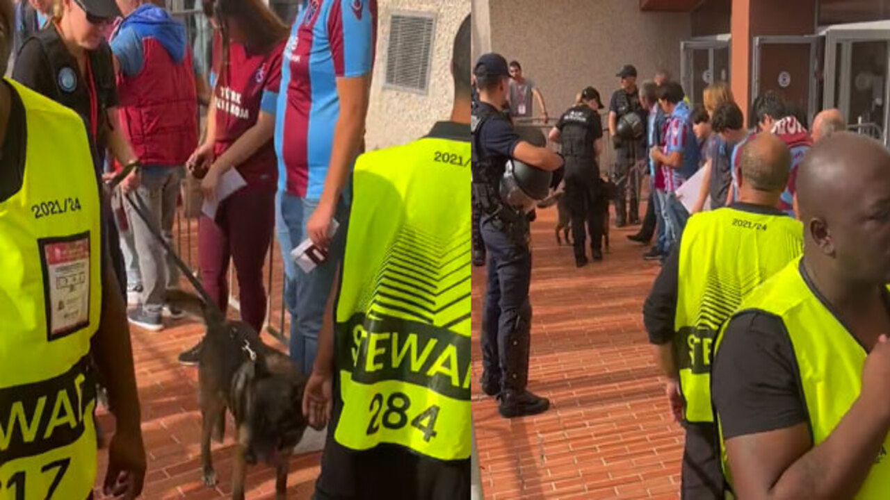 Fransa polisinden iğrenç uygulama! Trabzonspor'lu taraftarlar köpekle arandı