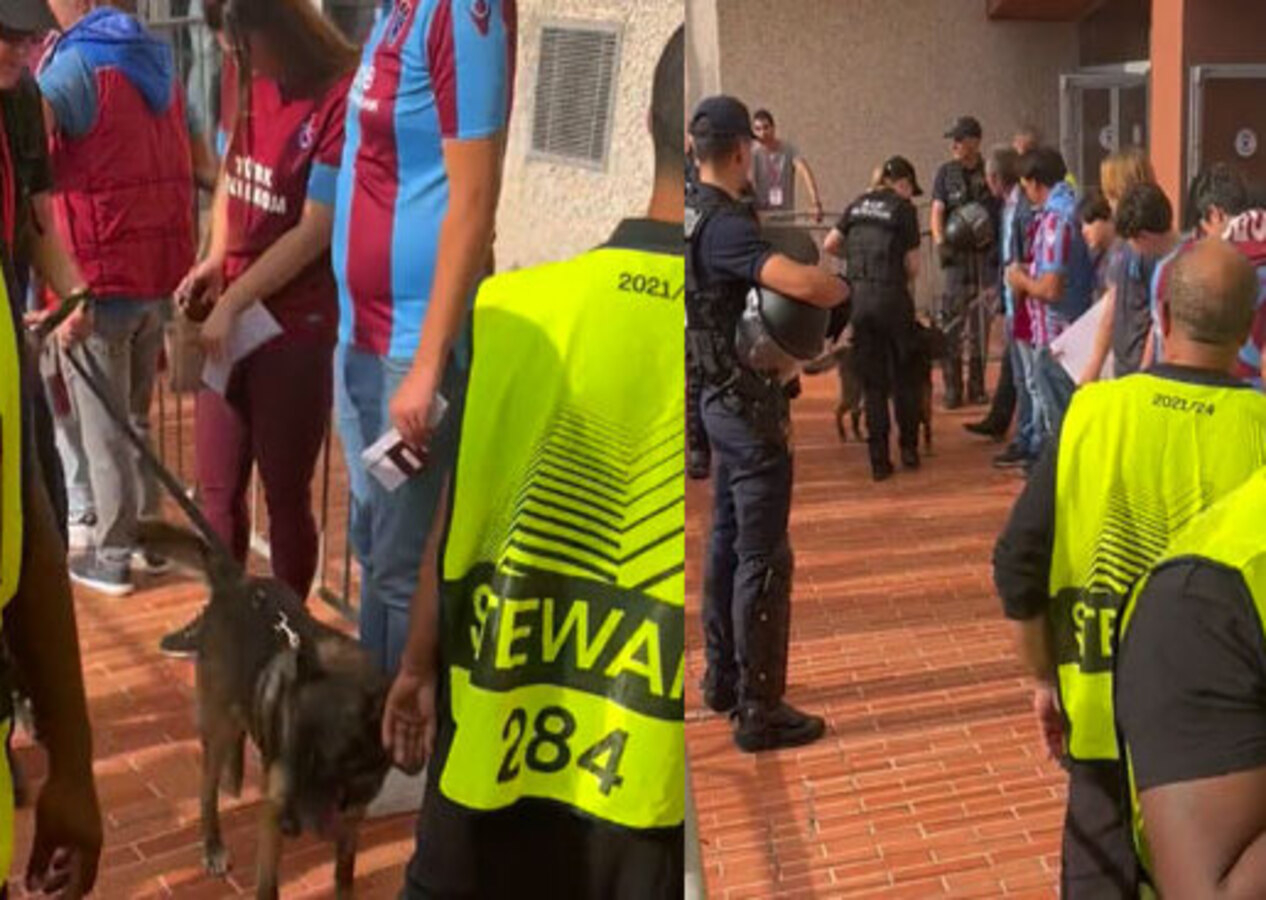 Fransa polisinden iğrenç uygulama! Trabzonspor'lu taraftarlar köpekle arandı