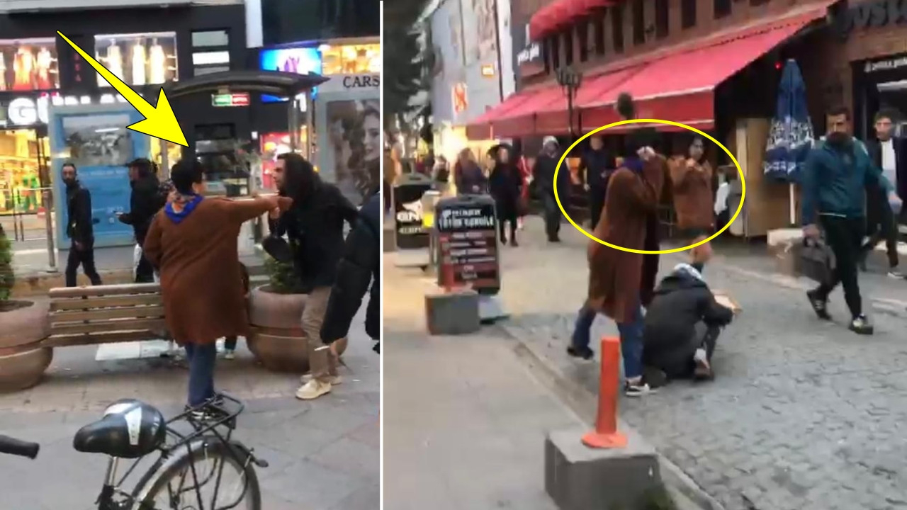 Çantasıyla önüne gelene saldırdı, vatandaşlar neye uğradığını şaşırdı! Akılalmaz anlar...