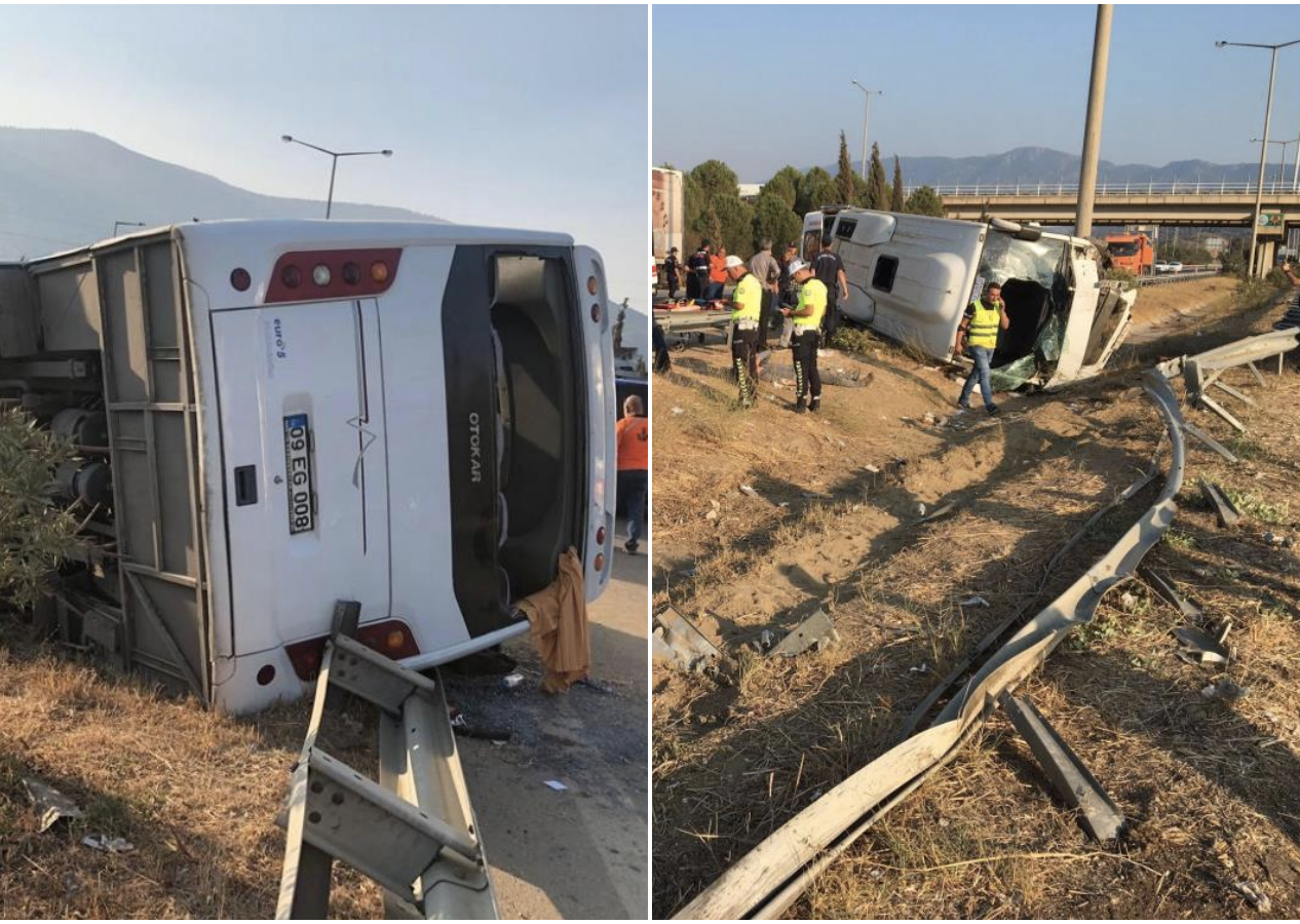 Kanser tedavisi gören hastaları taşıyan midibüs devrildi: 9 yaralı
