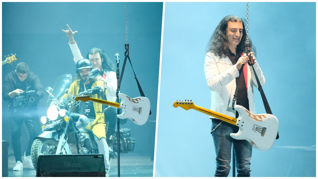 Konserde ilginç anlar... Murat Kekilli sahneye motosikletle geldi