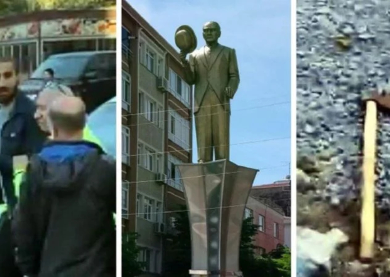Baltayla anıta saldıran kişi gözaltında