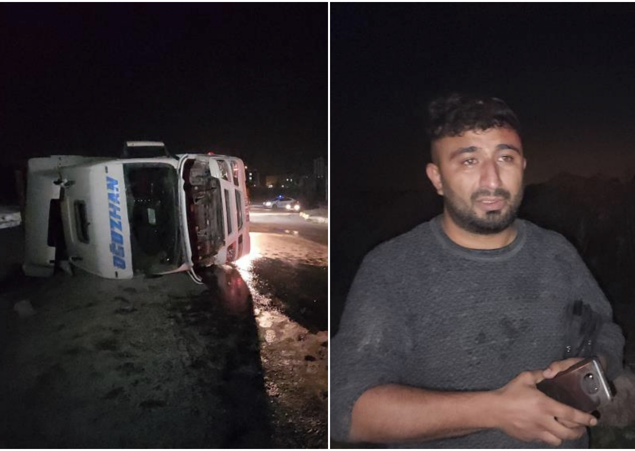 Devrilen TIR'dan yara almadan çıktı ama gözyaşlarına boğuldu