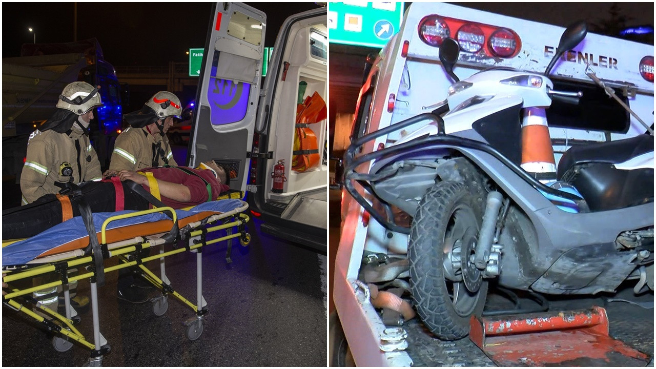 TEM Otoyolu’nda motosiklet üzerinde şakalaşırken kaza yaptılar, 2 kişi yaralı