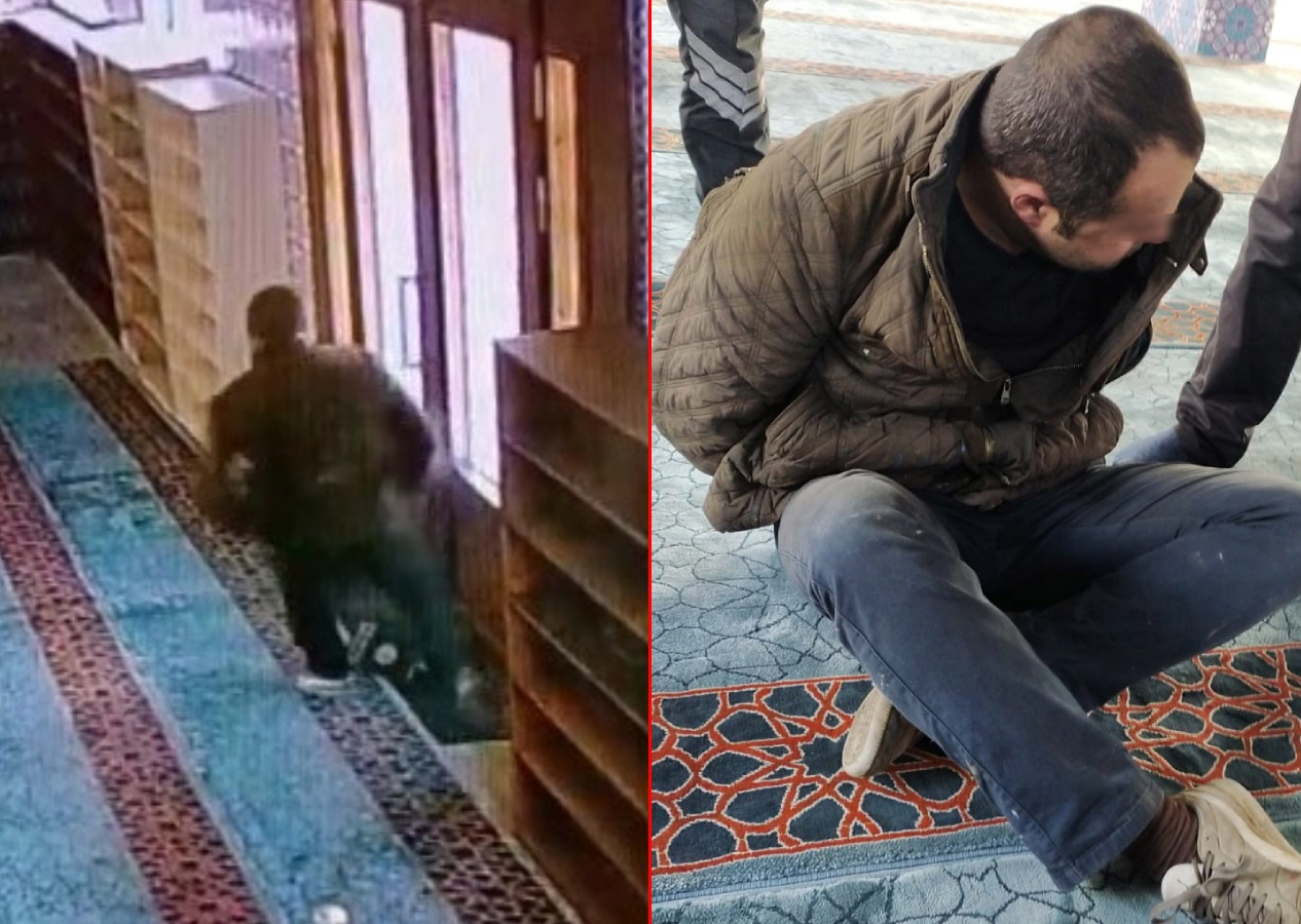 İçkiyle girdiği camide Kur’an-ı Kerim’e tekme attı etrafa tükürdü