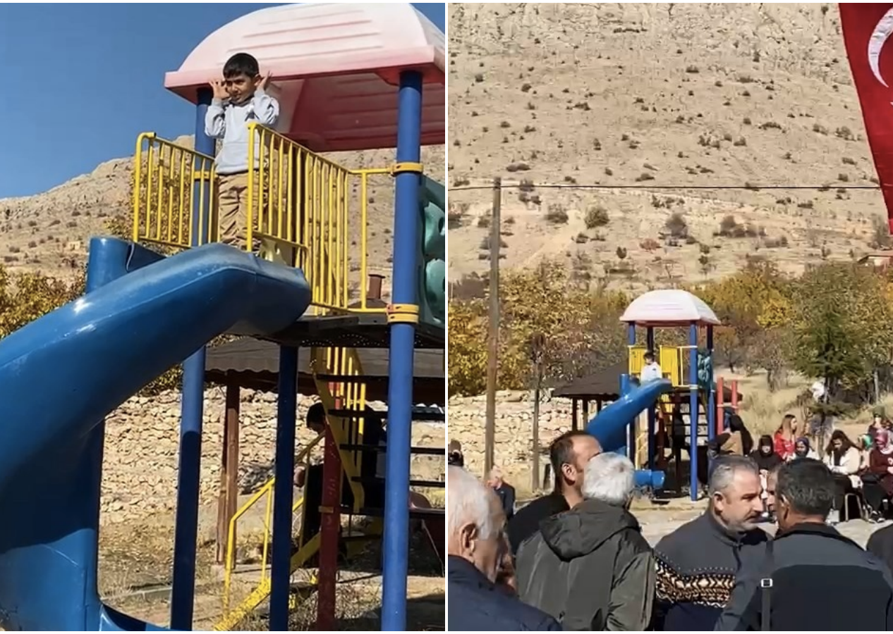 Şehit Fethi Sekin'in babasının cenazesinde duygulandıran anlar: Parkta oynayan çocuk oyunu bırakıp namaz kıldı