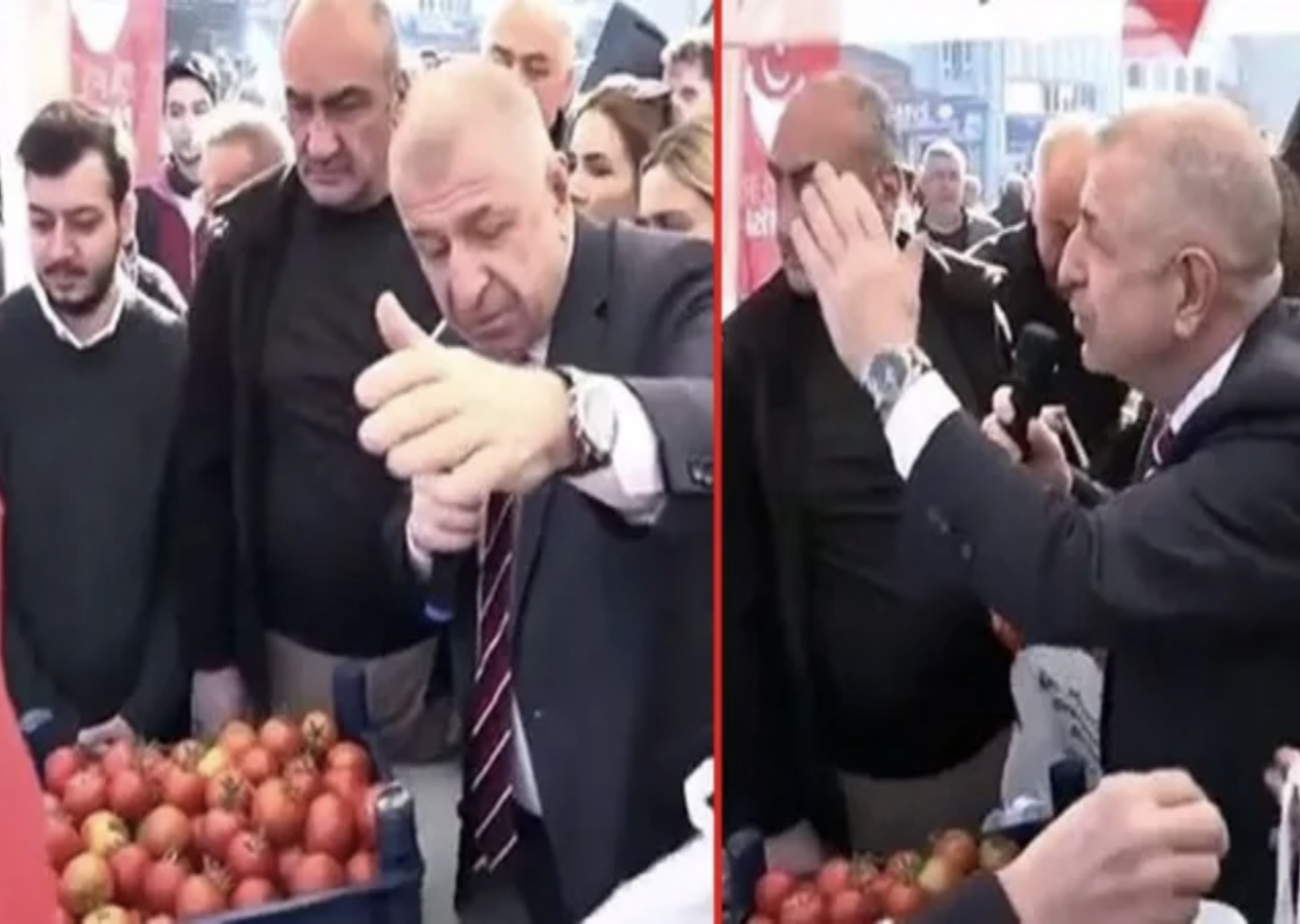 Ümit Özdağ'dan 'domatesli' seçim propogandası!