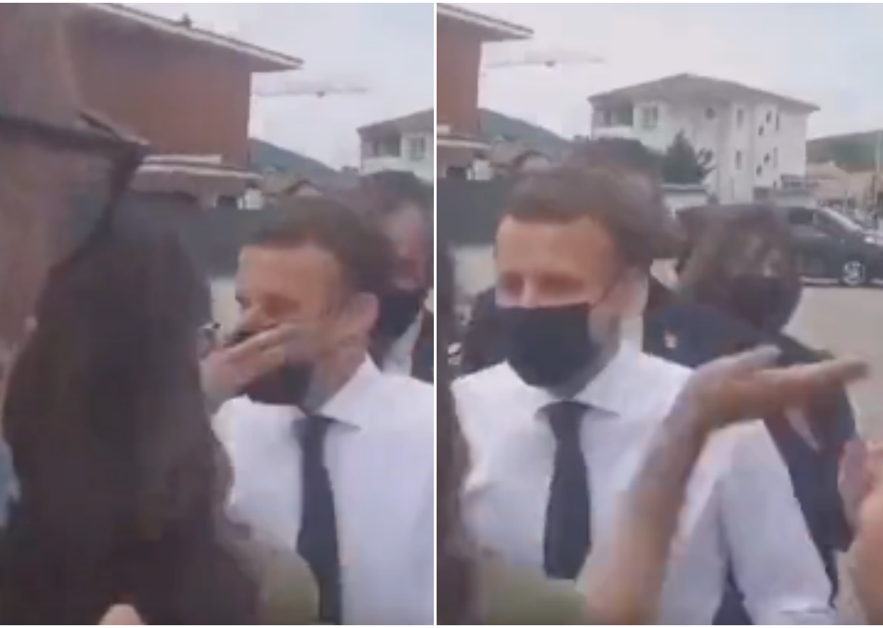 Kadın protestocudan Macron’a tokat