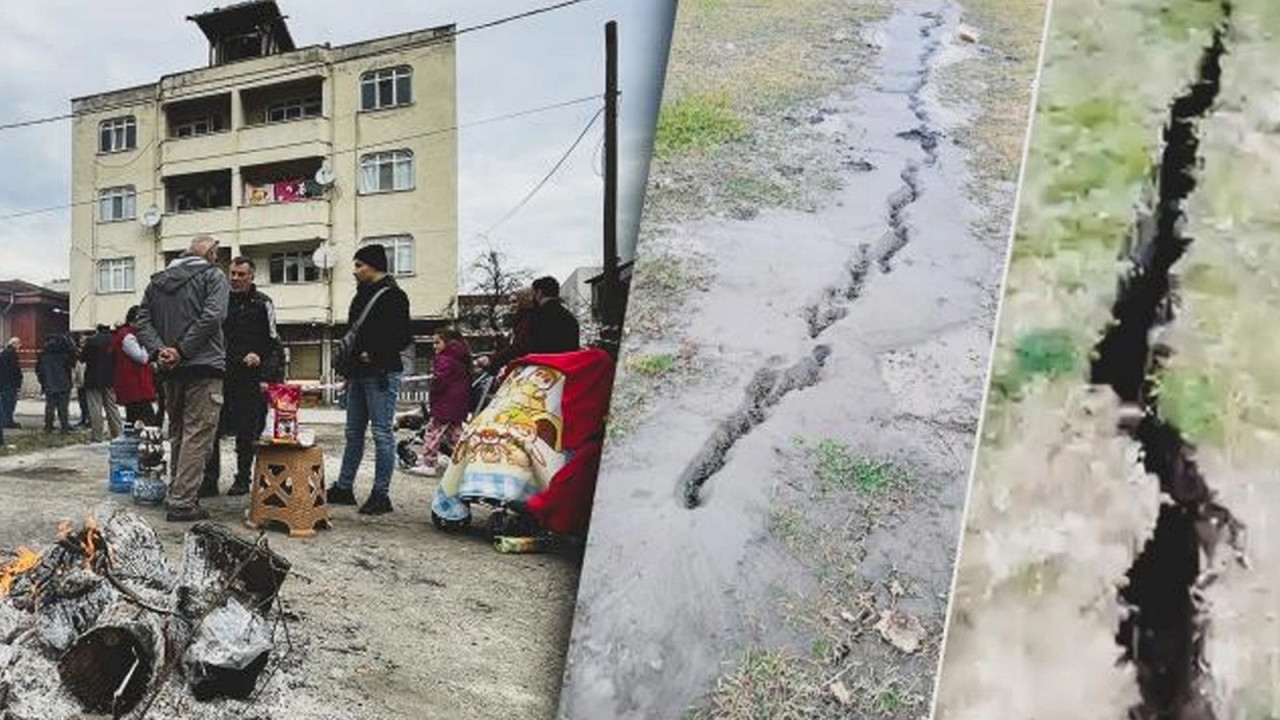 Düzce'deki 5,9'luk deprem sonrası Gölyaka'da korkutan görüntü: Yüzey çatlağı oluştu!