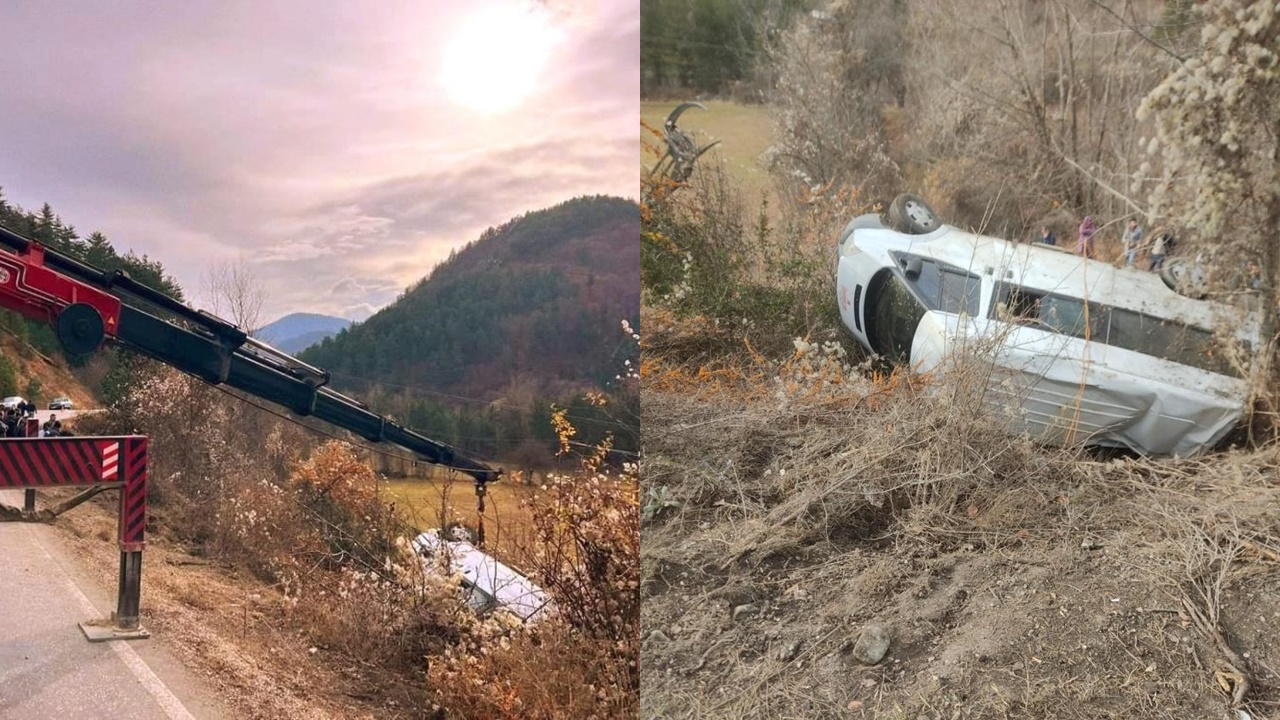 Kastamonu'da korkutan kaza! Öğrencileri taşıyan minibüs şarampole devrildi