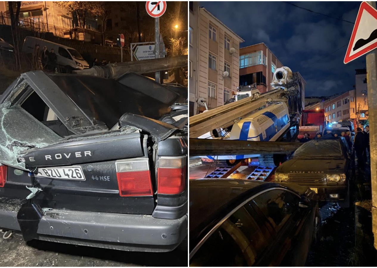 Faciadan kıl payı dönüldü! İş makinesi cipin üzerine devrildi