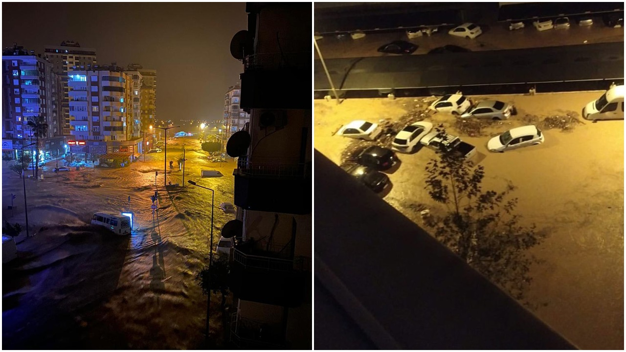 Antalya'daki sel hayatı durdurdu! İşte o  görüntüler