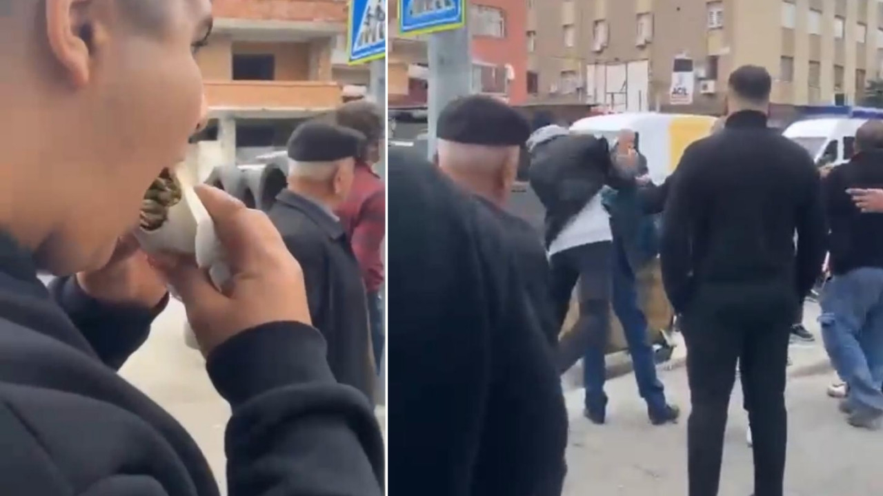 Böyle rahatlık görülmedi! Tacizciye meydan dayağını dürüm yiyerek izledi!