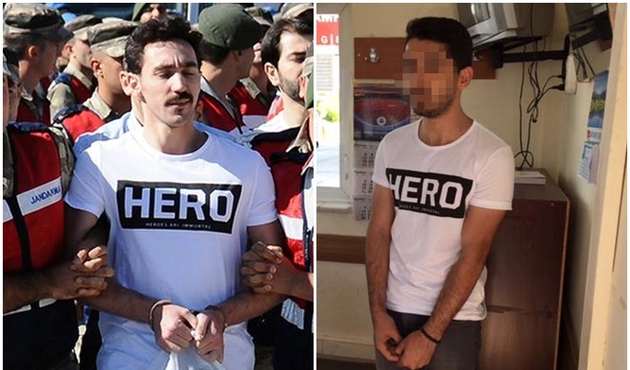 Darbe sanığının yakını 'Hero' tişörtüyle duruşmaya girmek istedi, gözaltına alındı!