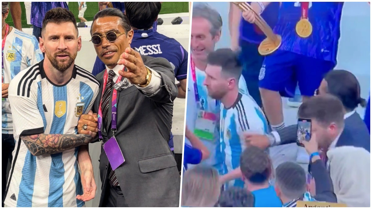 Koluna yapıştı! Nusret'in Dünya Kupası finalinde Messi'yi darladığı anlar sosyal medyada gündem oldu