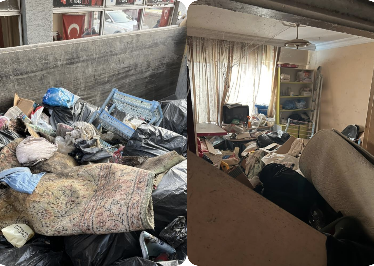 Bu evden yaklaşık 40 ton çöp çıkartıldı! Komşuları isyan ediyor