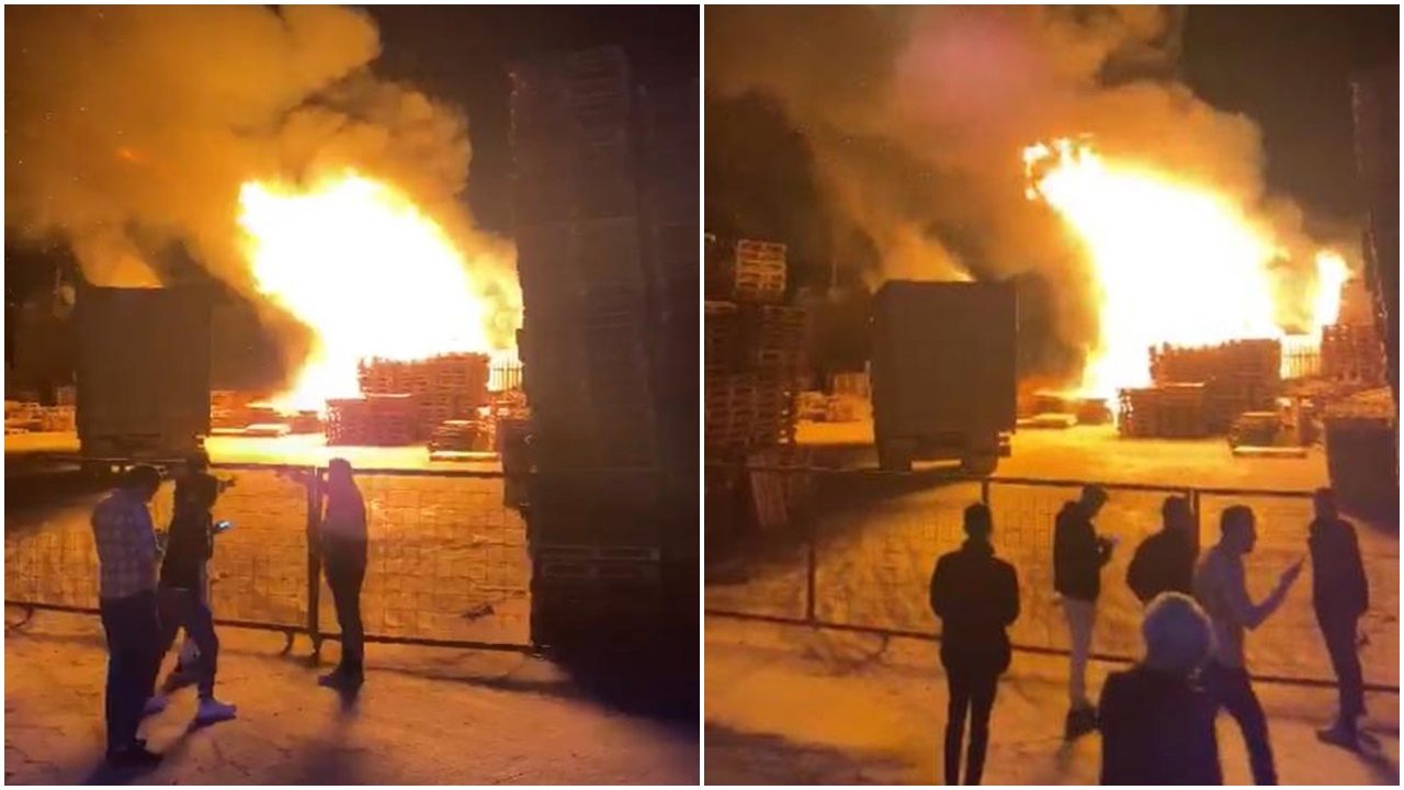 Kocaeli'de geri dönüşüm tesisinde korkutan yangın! Alevler palet imalathanesine sıçradı