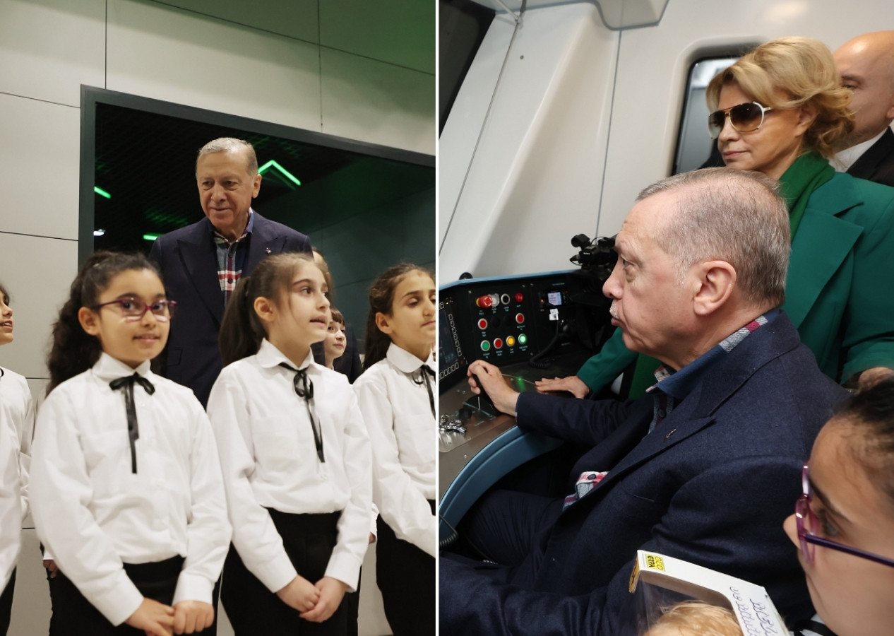 İstanbul Havalimanı metrosu açılışında dikkat çeken anlar! Cumhurbaşkanı Erdoğan, çocuklarla şarkı söyleyip metroyu kullandı...