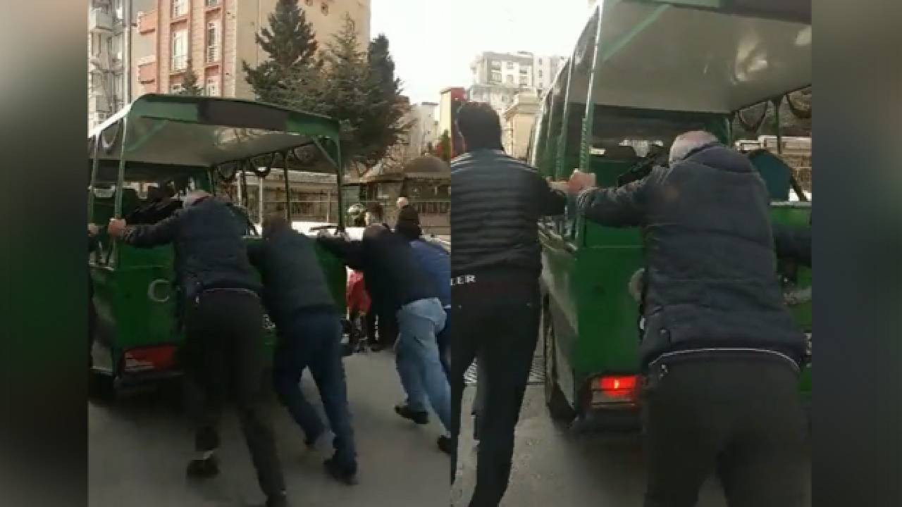Vatandaşlar İETT’den sonra şimdi de cenaze arabasını itti!