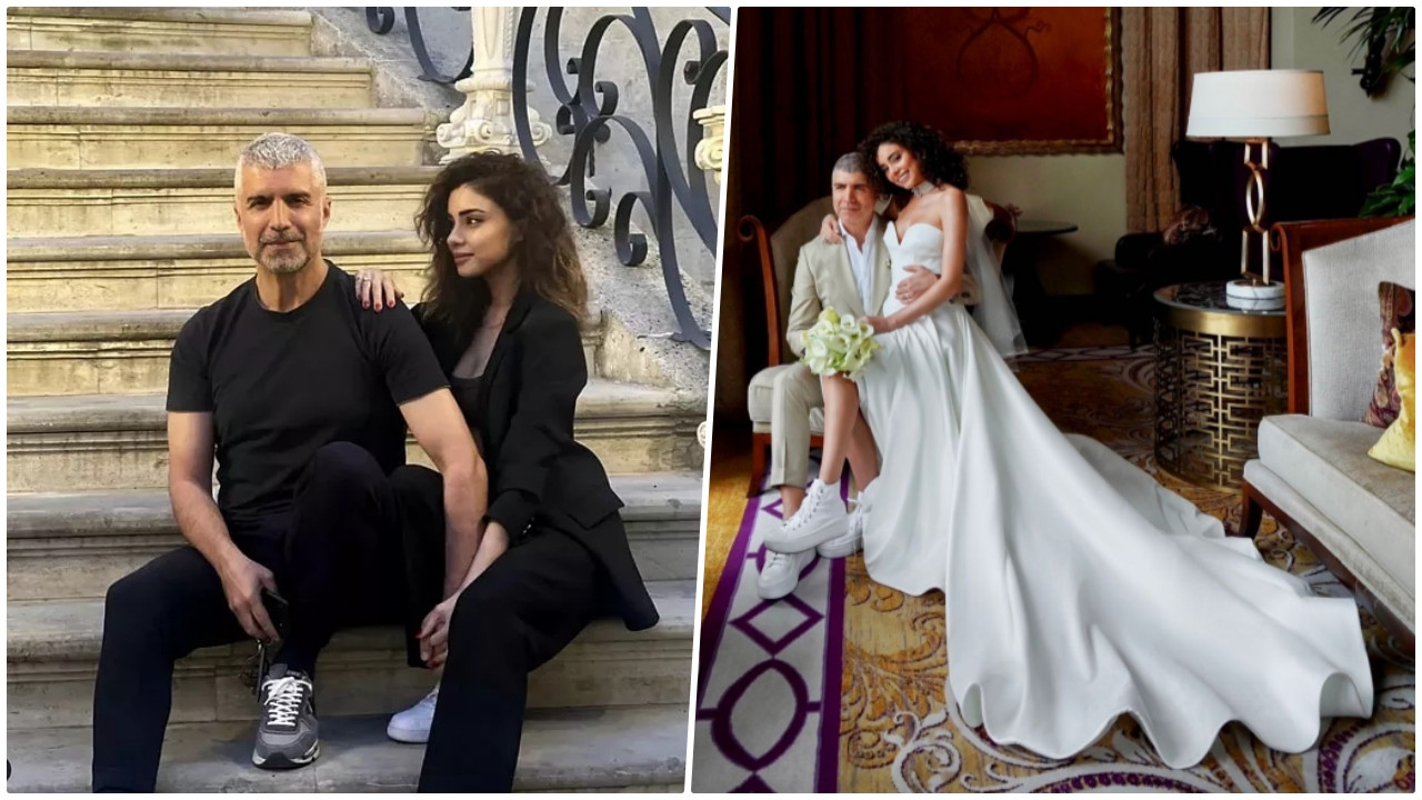 Nikah masasına oturan Özcan Deniz ile Samar Dadgar'dan ilk kare