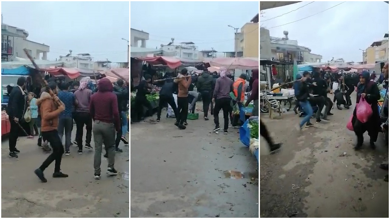 Tartışma sopalı kavgaya dönüştü! Suriyeliler pazar yerini savaş alanına çevirdi