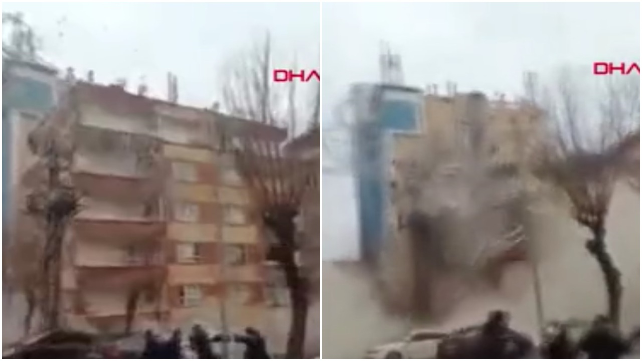 Şanlıurfa'daki bir bina saniyeler içinde yerle bir oldu