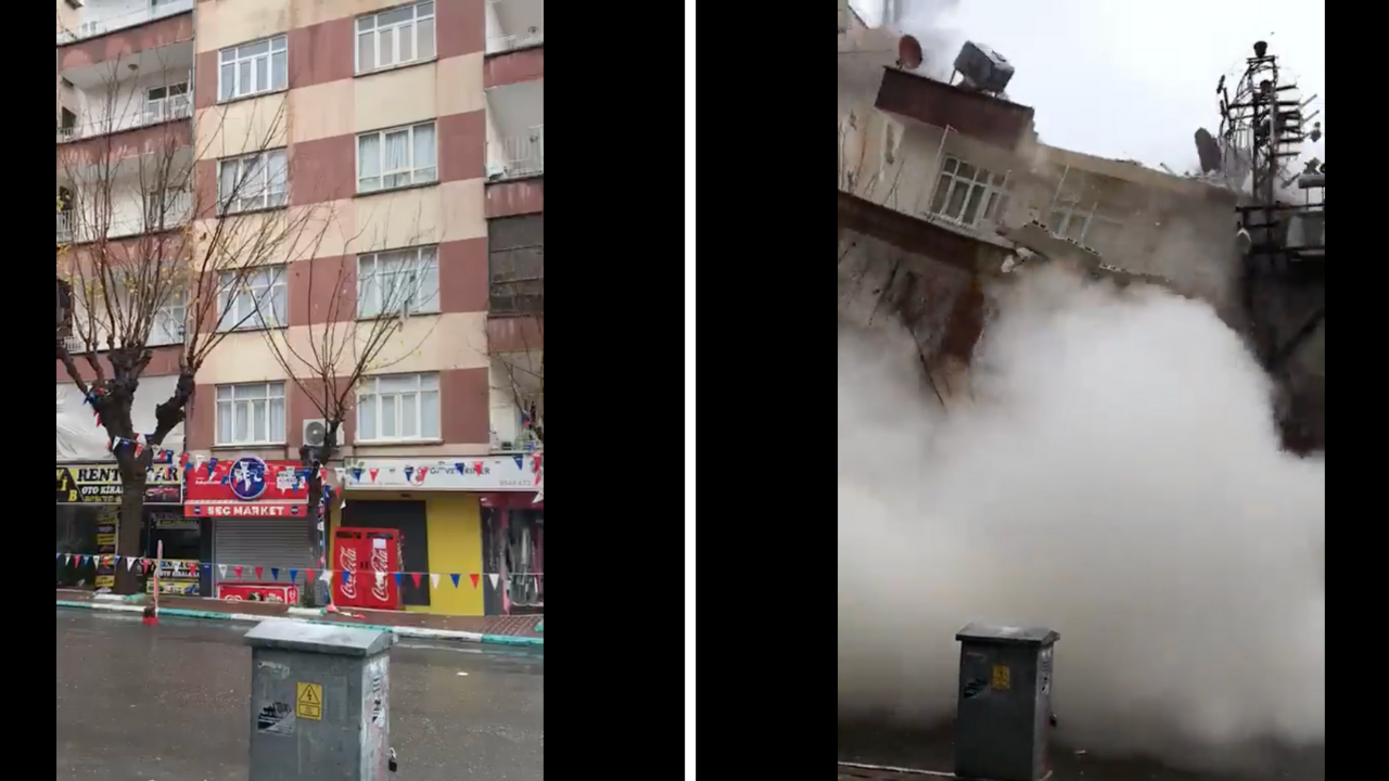 Şanlıurfa'da binanın yıkılışı anbean kameralara yansıdı!