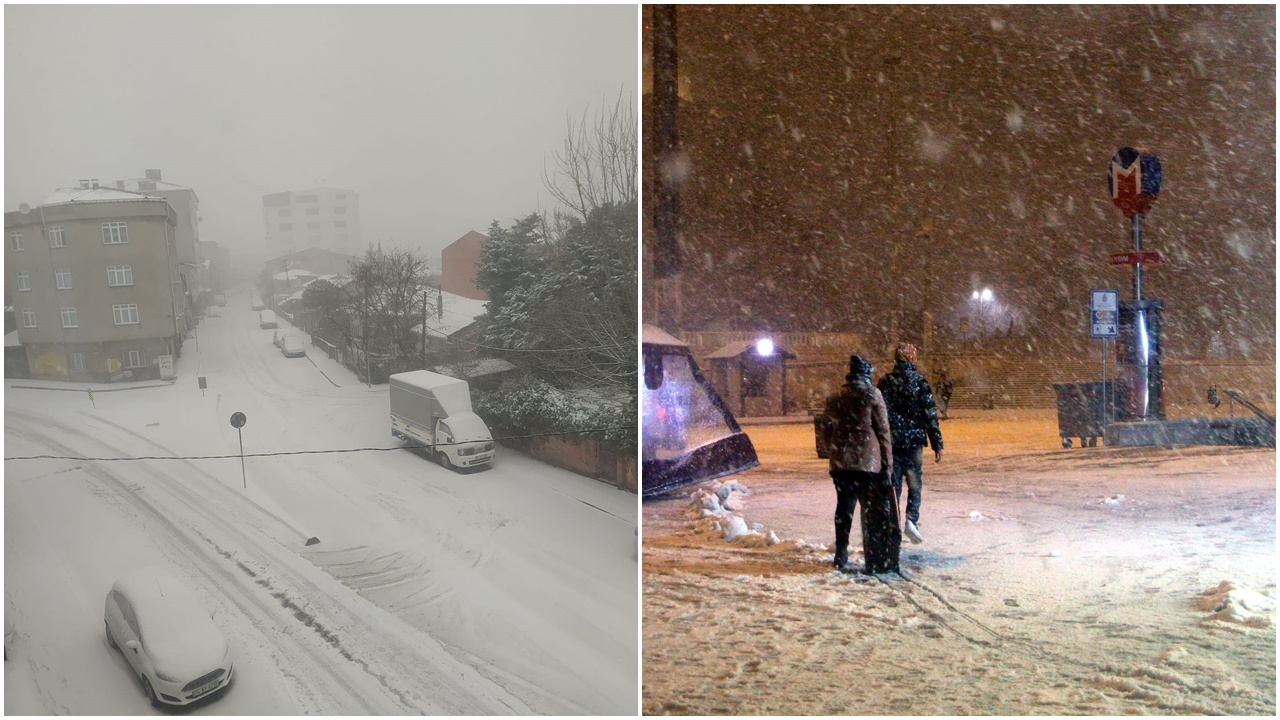 Meteorolojinin uyarılarının ardından İstanbul beyaza büründü