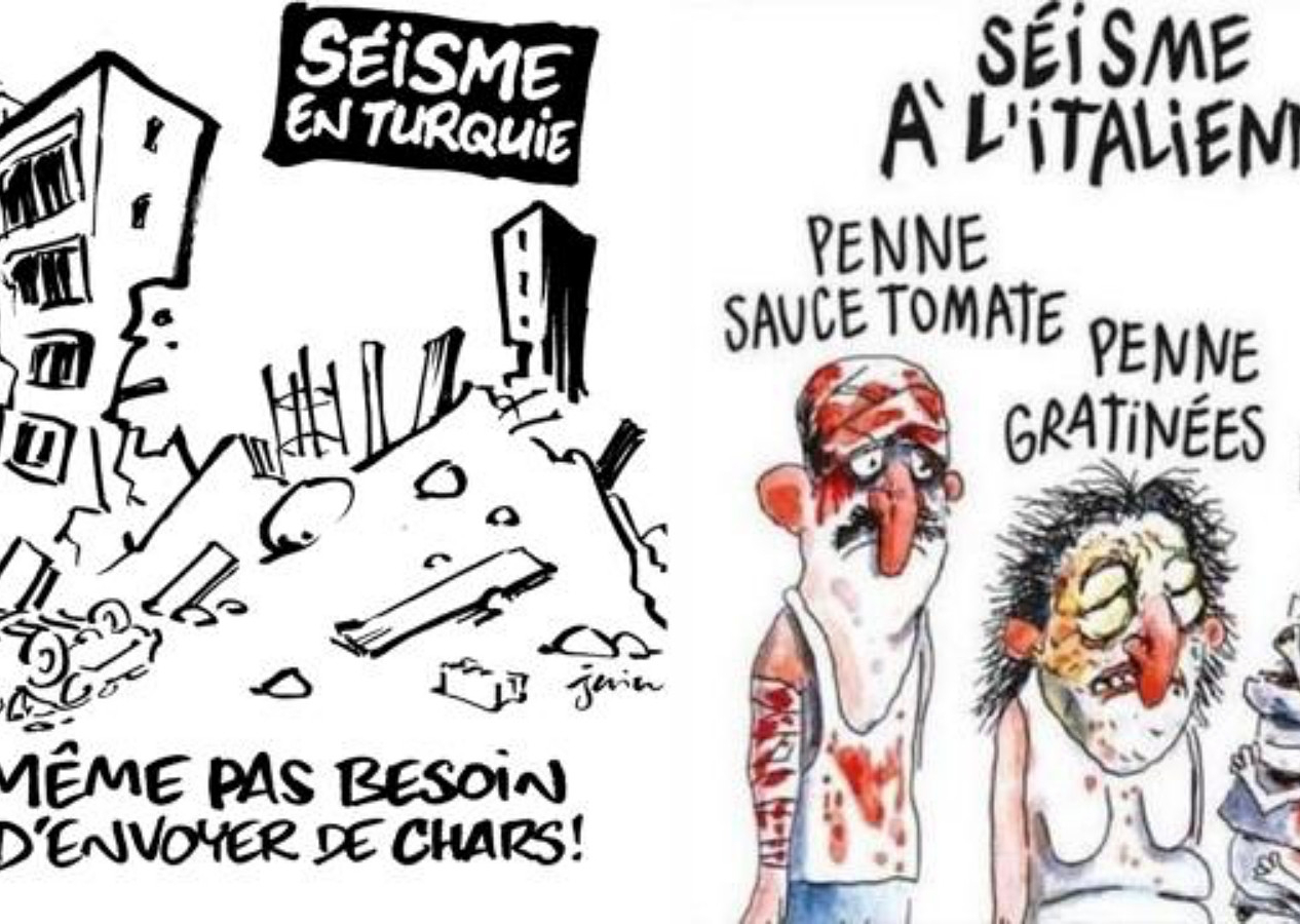 Charlie Hebdo depremi ilk kez hedef almıyor! İtalya'daki yaralıları makarnaya benzetmişti...