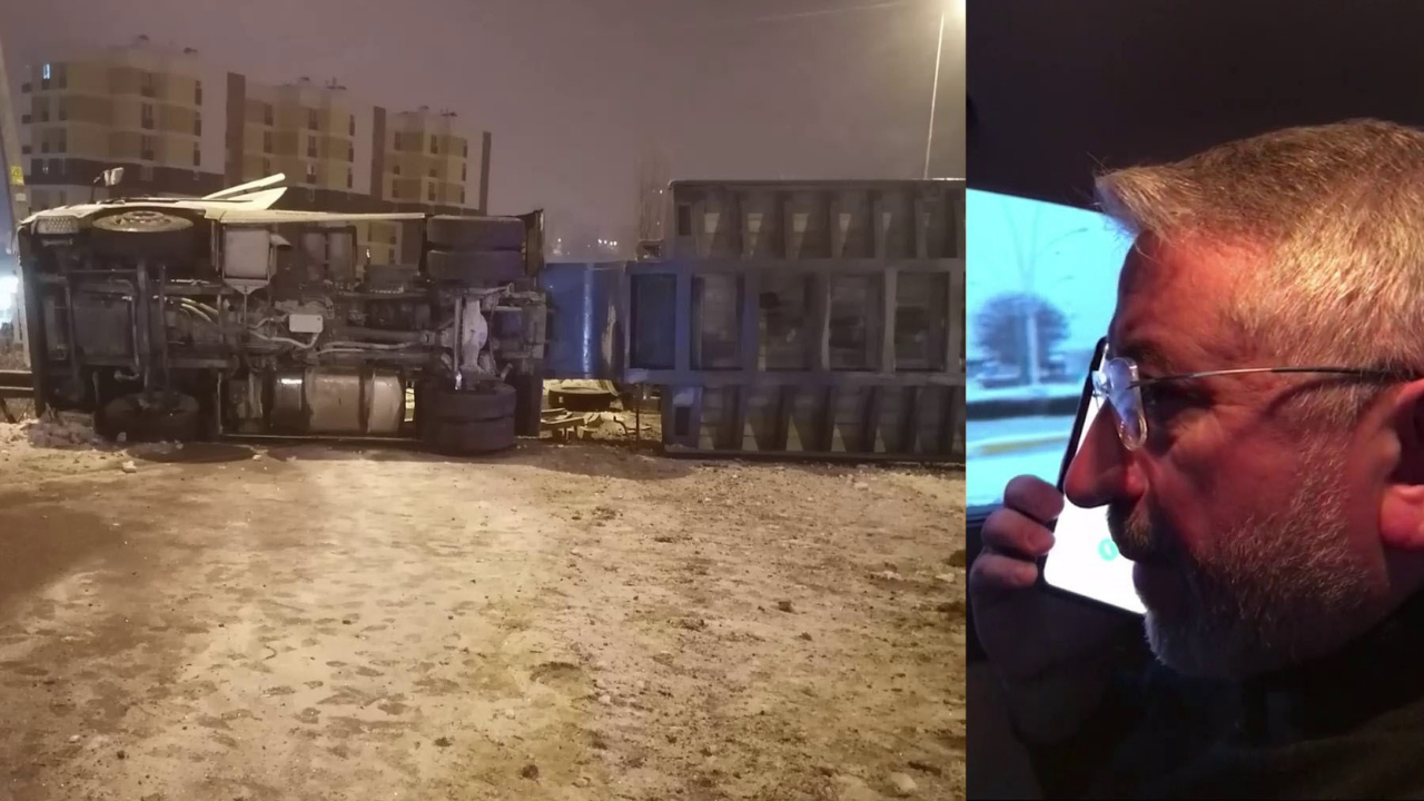 Deprem bölgesine yardım için giden tır kaza yaptı!