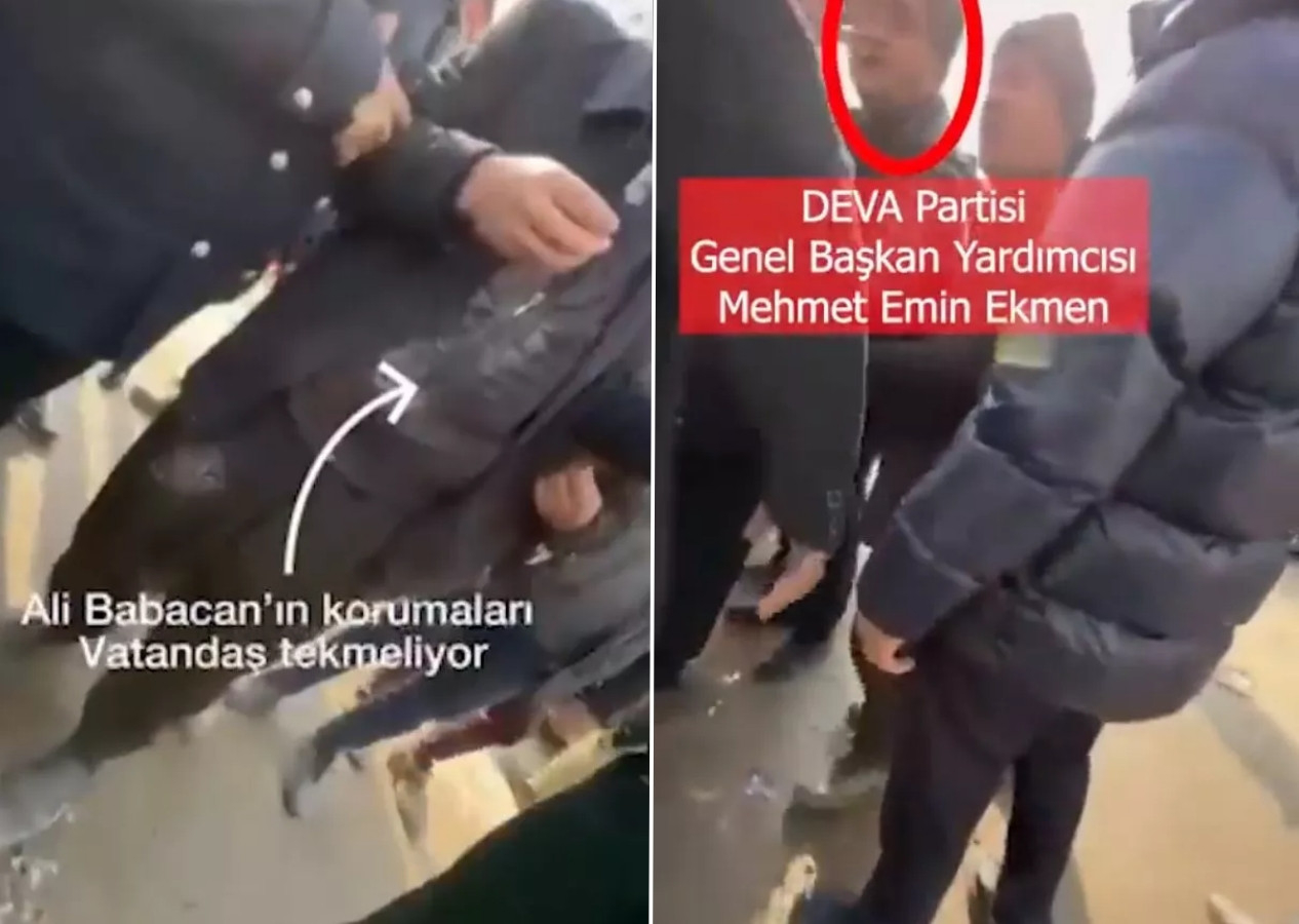 Ali Babacan'ın korumasından skandal hareket: Depremde ailesini kaybetmiş vatandaşa tekme!