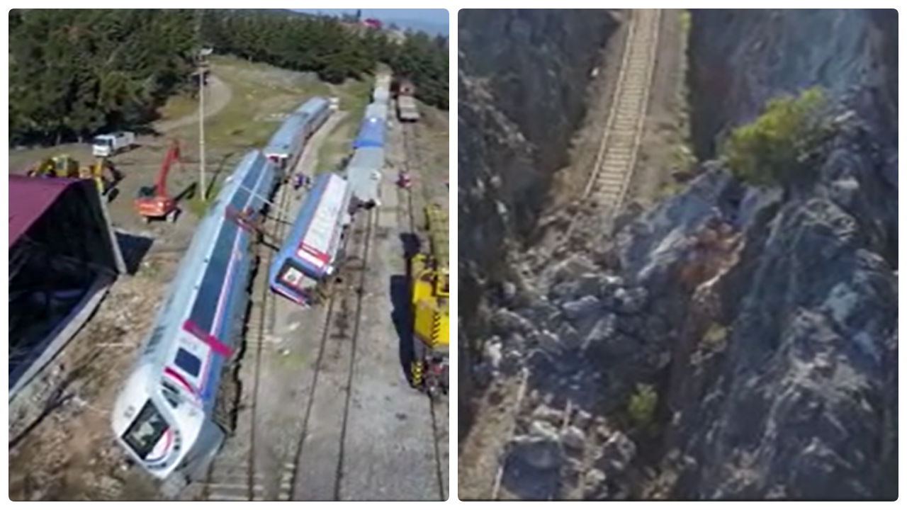Deprem sonrası Gaziantep'te kayalar raylara düştü, 6 tren devrildi