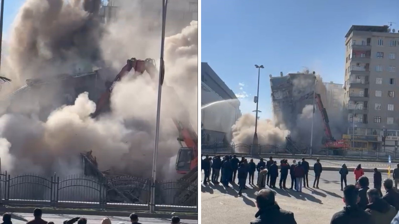Çökme tehlikesi olan bina yıkıldı!