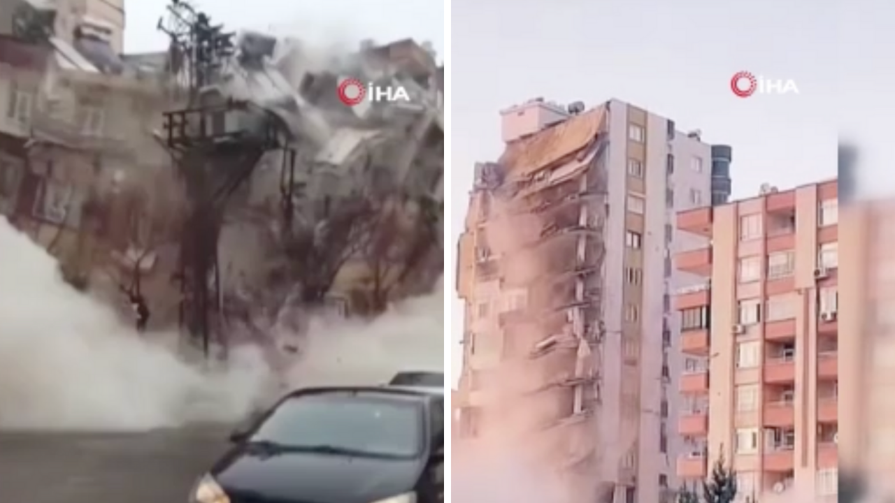Deprem anından yeni görüntüler! Yıkılan binalar kameraya anbean yansıdı