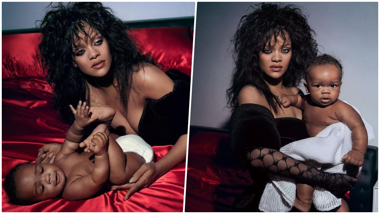 İkinci bebeğine hamile olan Rihanna, oğluyla objektif karşısına geçti