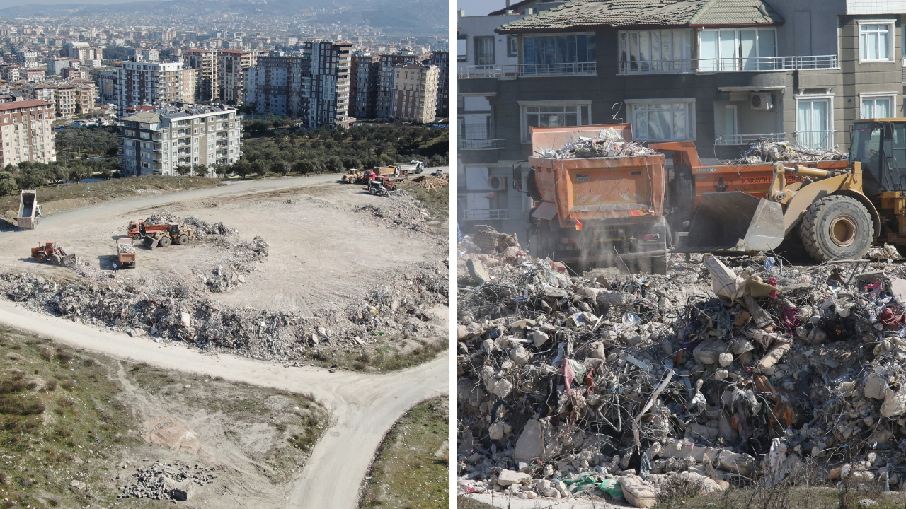 Yok olan Hatay'da bina enkazları kaldırılmaya başlandı!
