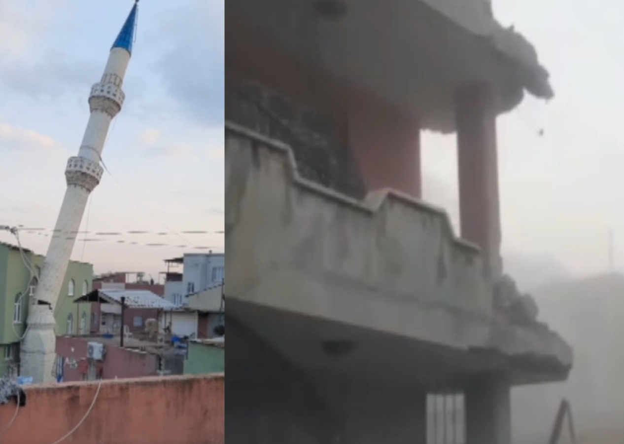 Kontrollü yıkım kontrolden çıktı: Minare evin üzerine düştü