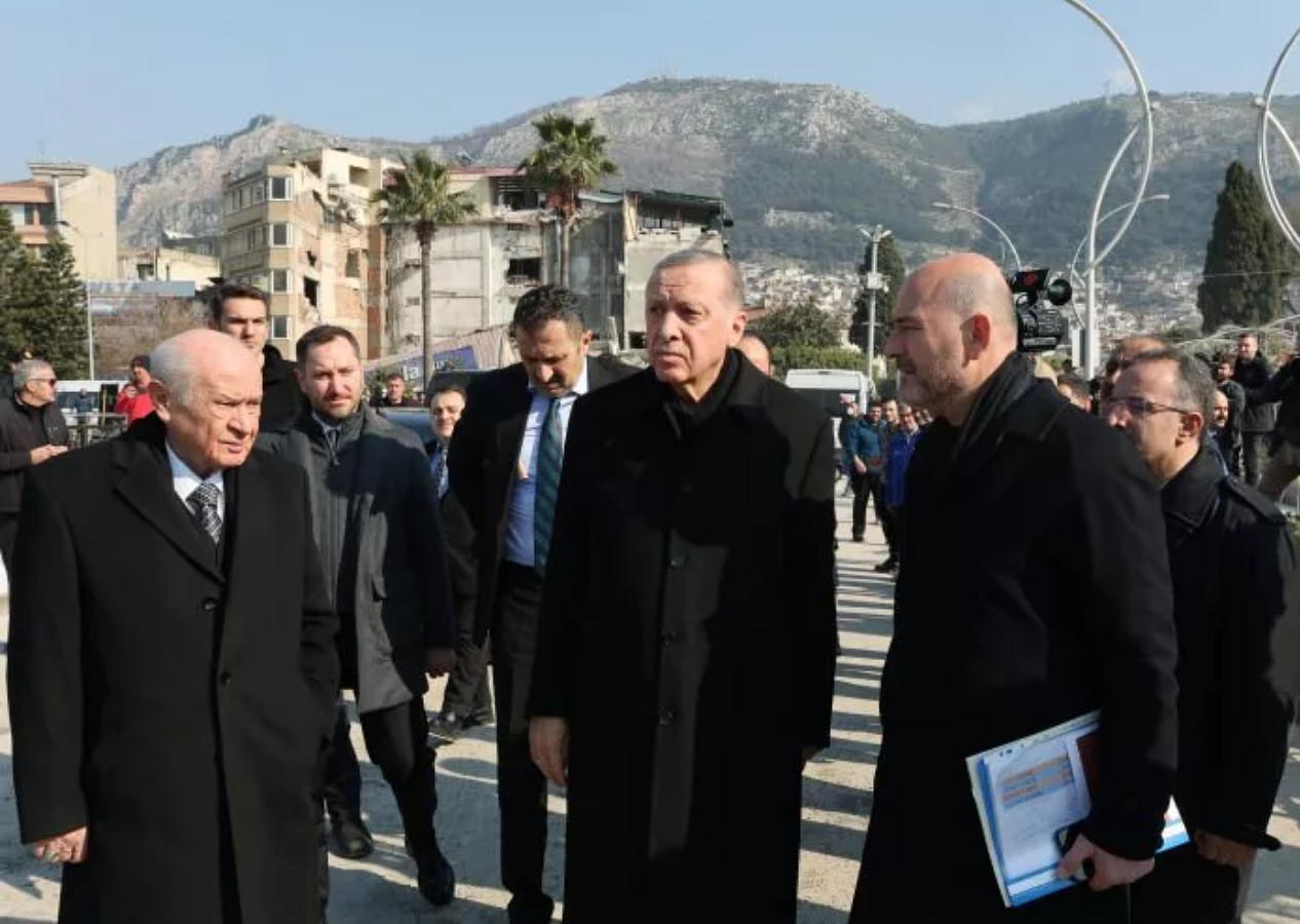 Cumhurbaşkanı Erdoğan ve Devlet Bahçeli Hatay'da incelemelerde bulundu