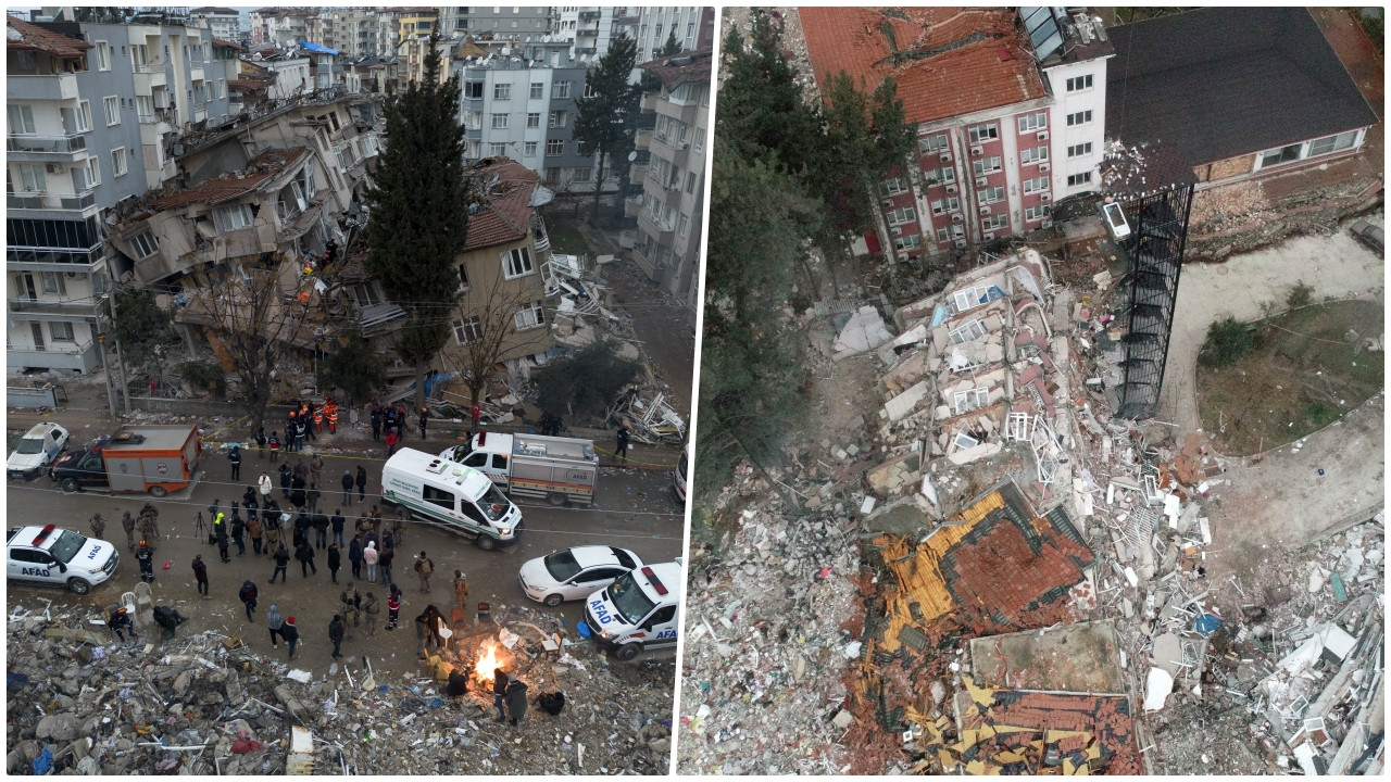 Hatay’da deprem sonrası enkazlar havadan görüntülendi