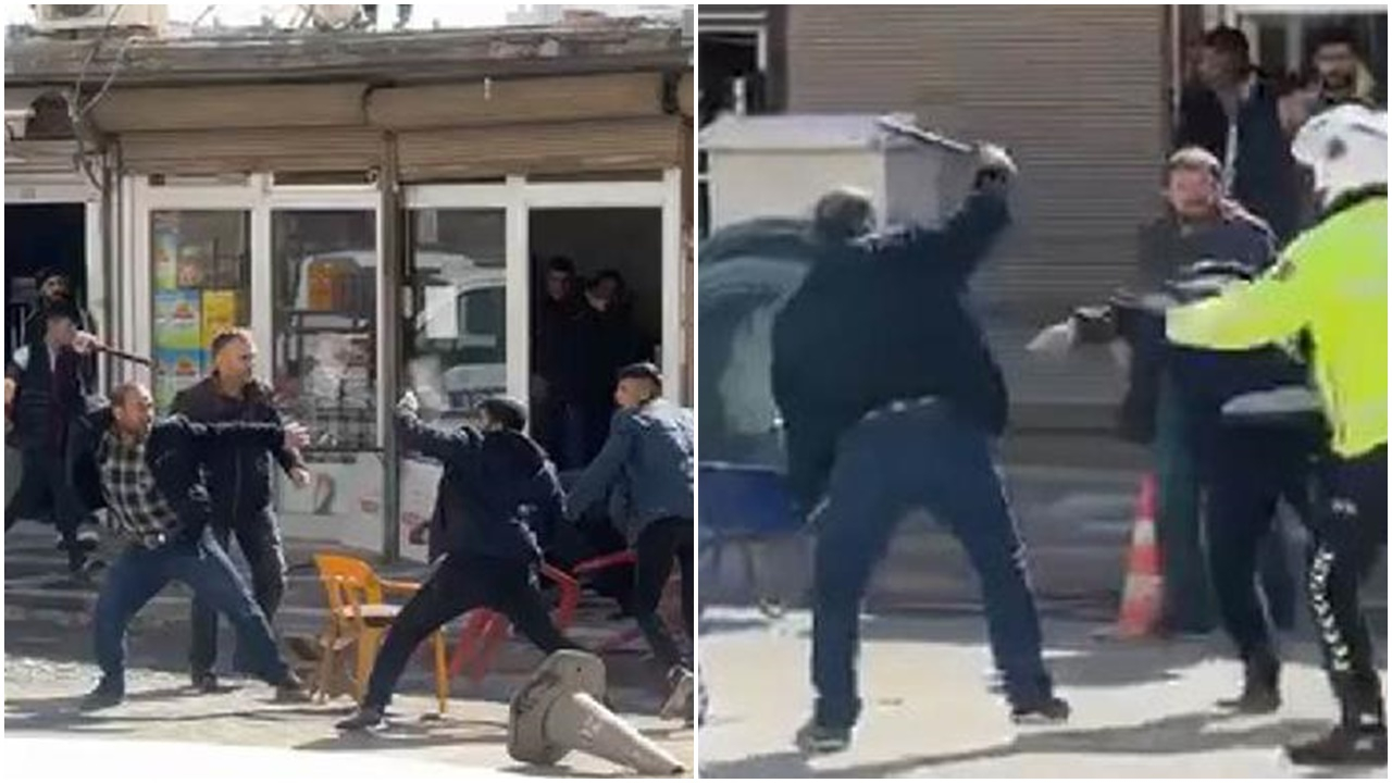 İki aile arasında çıkan taşlı-sopalı kavgada 10 kişi yaralandı! O anlar kamerada