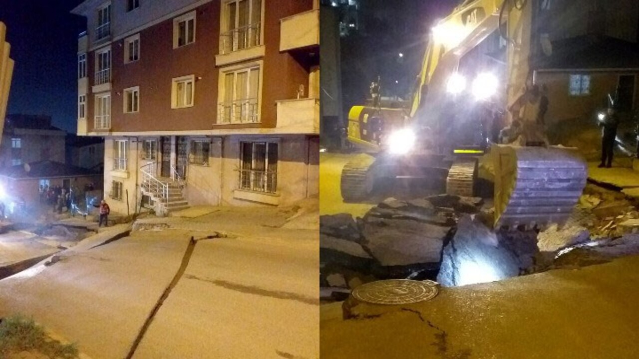 Yolda çökme meydana geldi, binalar tahliye edildi!