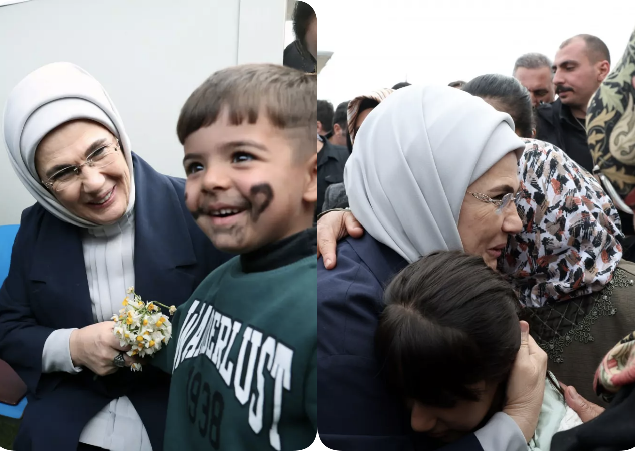 Emine Erdoğan depremzedeleri ziyaret etti