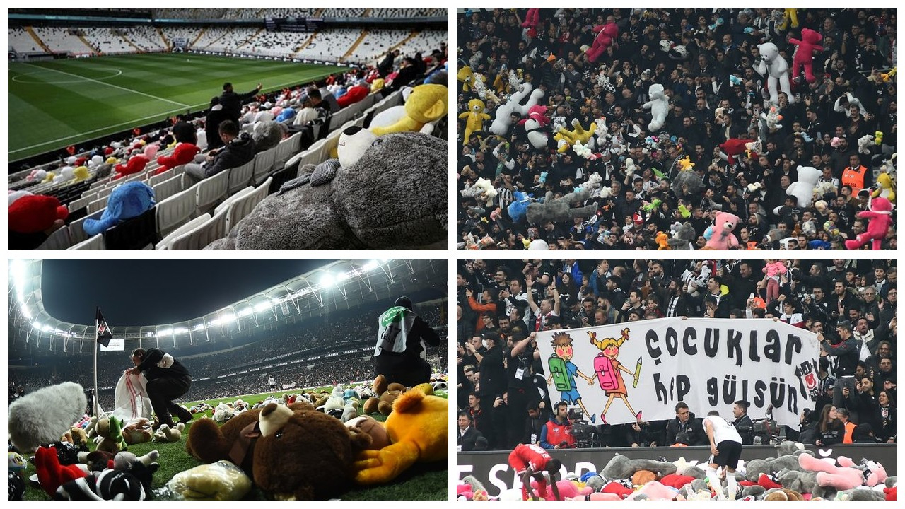 Beşiktaş tribünlerinden depremzede çocuklar için anlamlı hareket!
