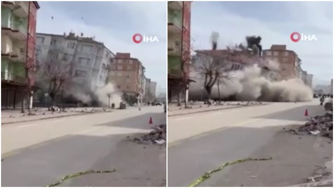 Malatya'da meydana gelen depremde 6 katlı bina yerle bir oldu