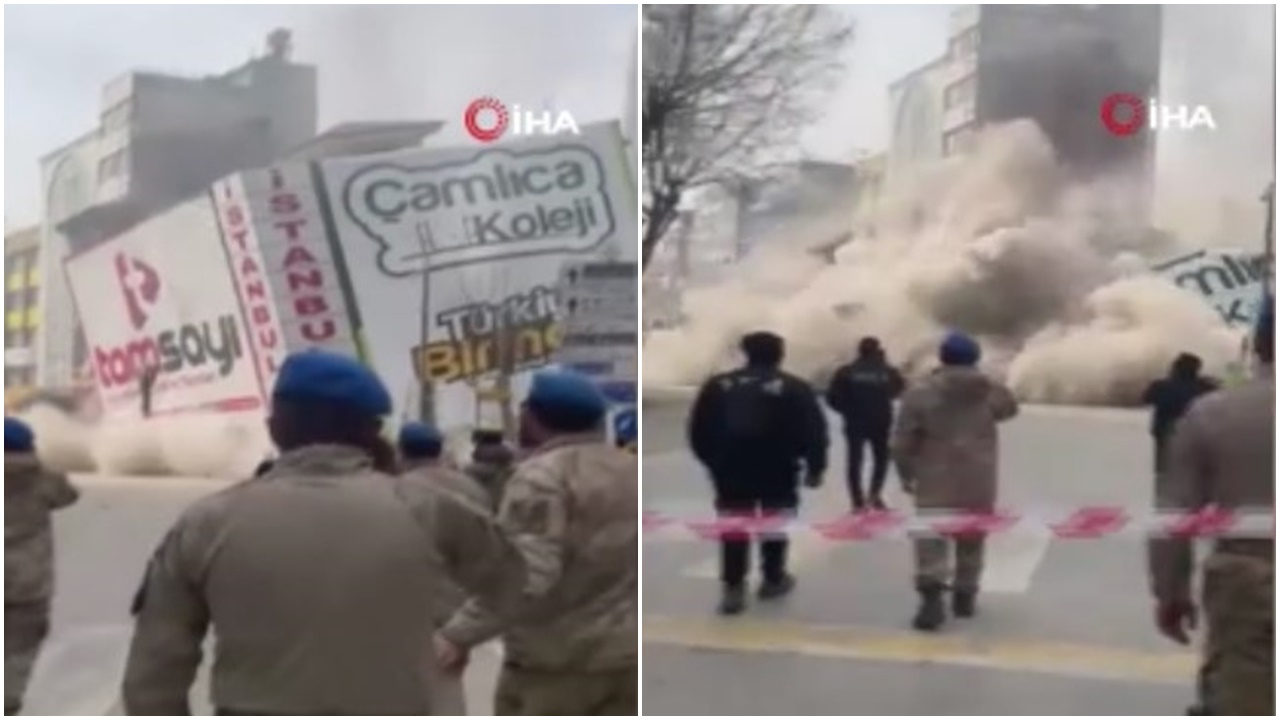 Malatya'daki depremde 5 katlı binanın yıkılma anı kamerada