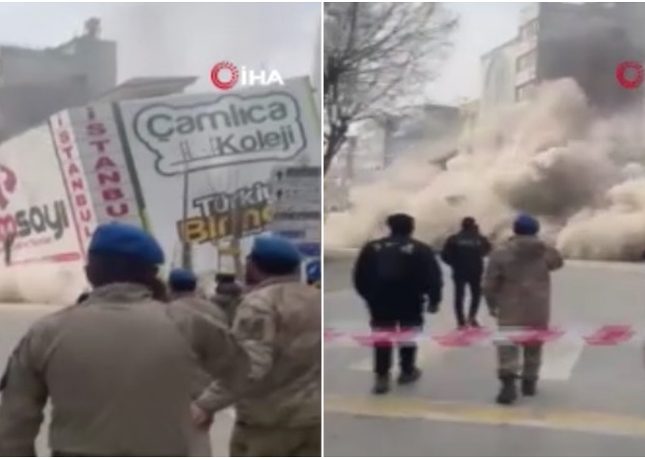 Malatya'daki depremde 5 katlı binanın yıkılma anı kamerada